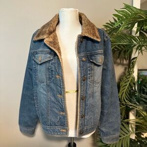 Marvin Richards Blue Jean Jacket with Brown Faux Fur Collar